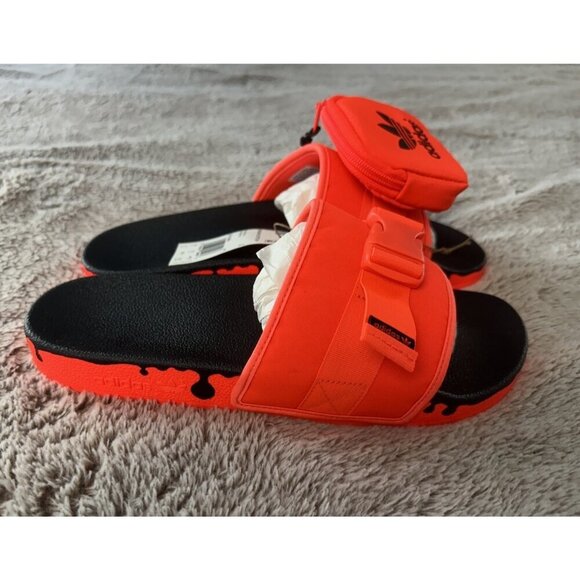 Adidas Pouchylette Slides Solar Red /Core Sz 9.5 Mens 11 Women’s New Gy1009 - Picture 4 of 12